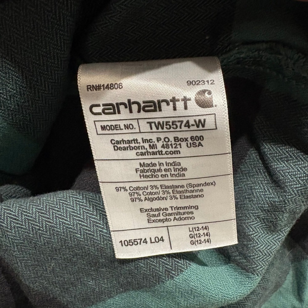 Carhartt Flannel Shirt Womens L Green Good Rugged Flex Plaid TW5574-W - Picture 5 of 7